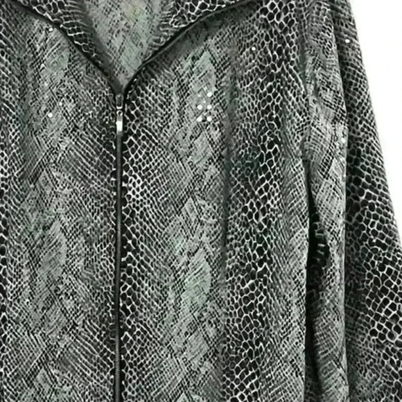 Misook Exlusively Snake Print Zipper Closure Blouse Size Large - Picture 3 of 9